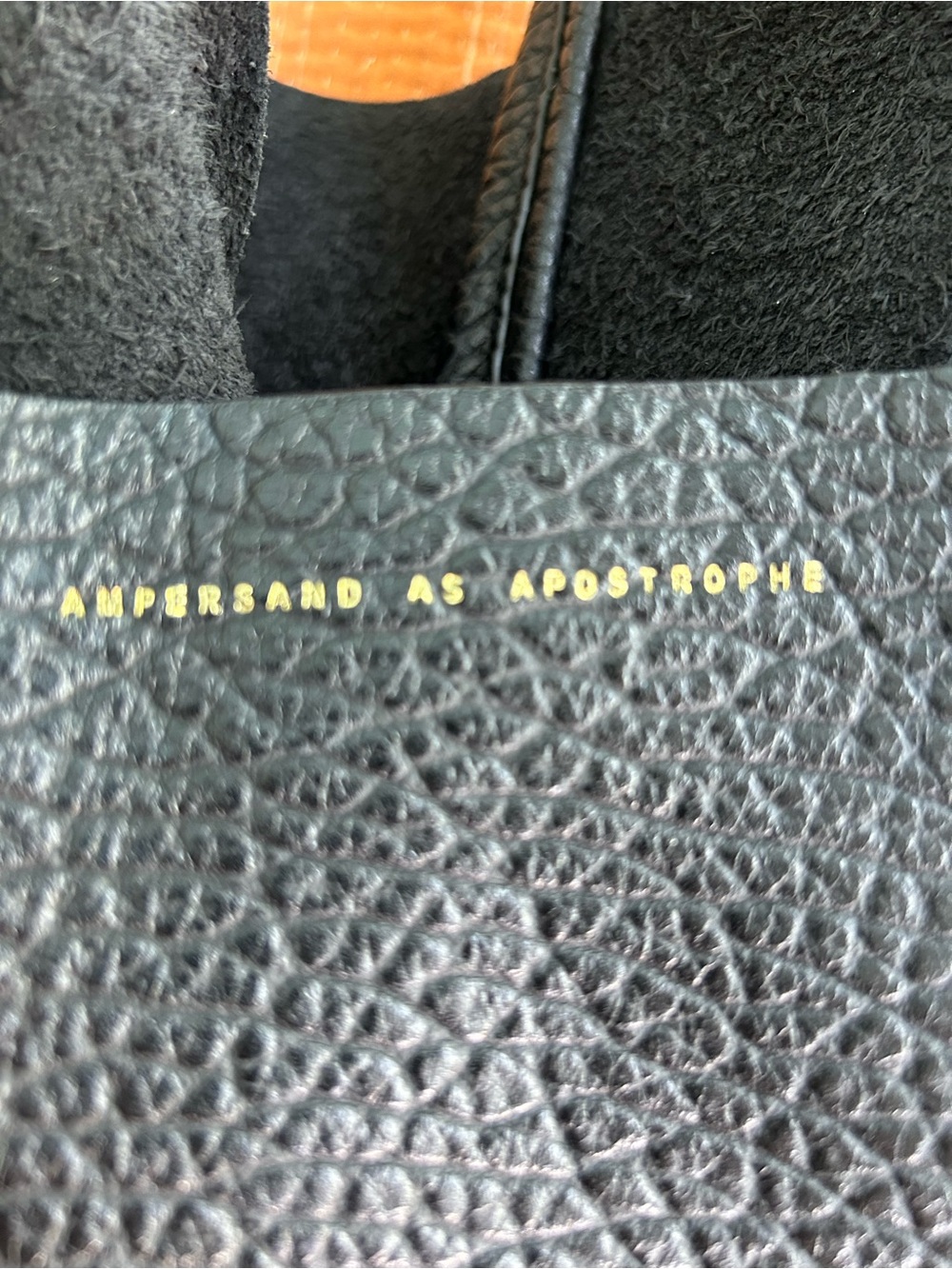 Ampersand As Apostrophe Black Leather Tote Bag 16x12x3” - Picture 2 of 7